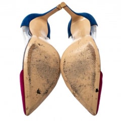 Gianvito Rossi Burgundy/Blue Suede and PVC Plexi Pumps Size 36