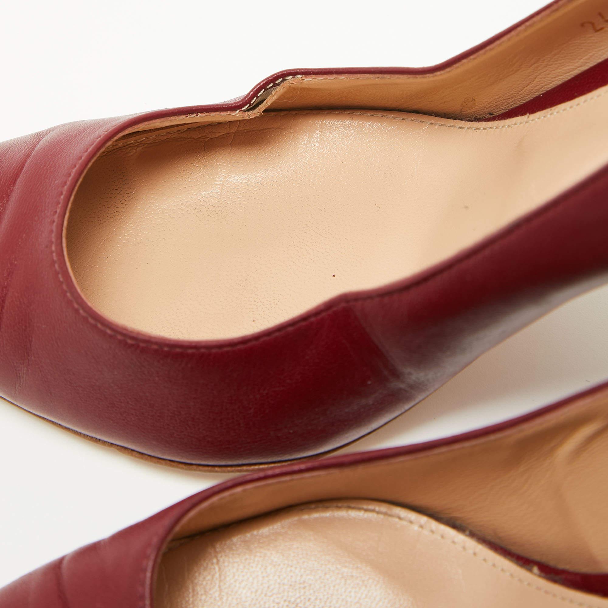 Gianvito Rossi escarpins à bout pointu en cuir bordeaux, taille 40 en vente 5