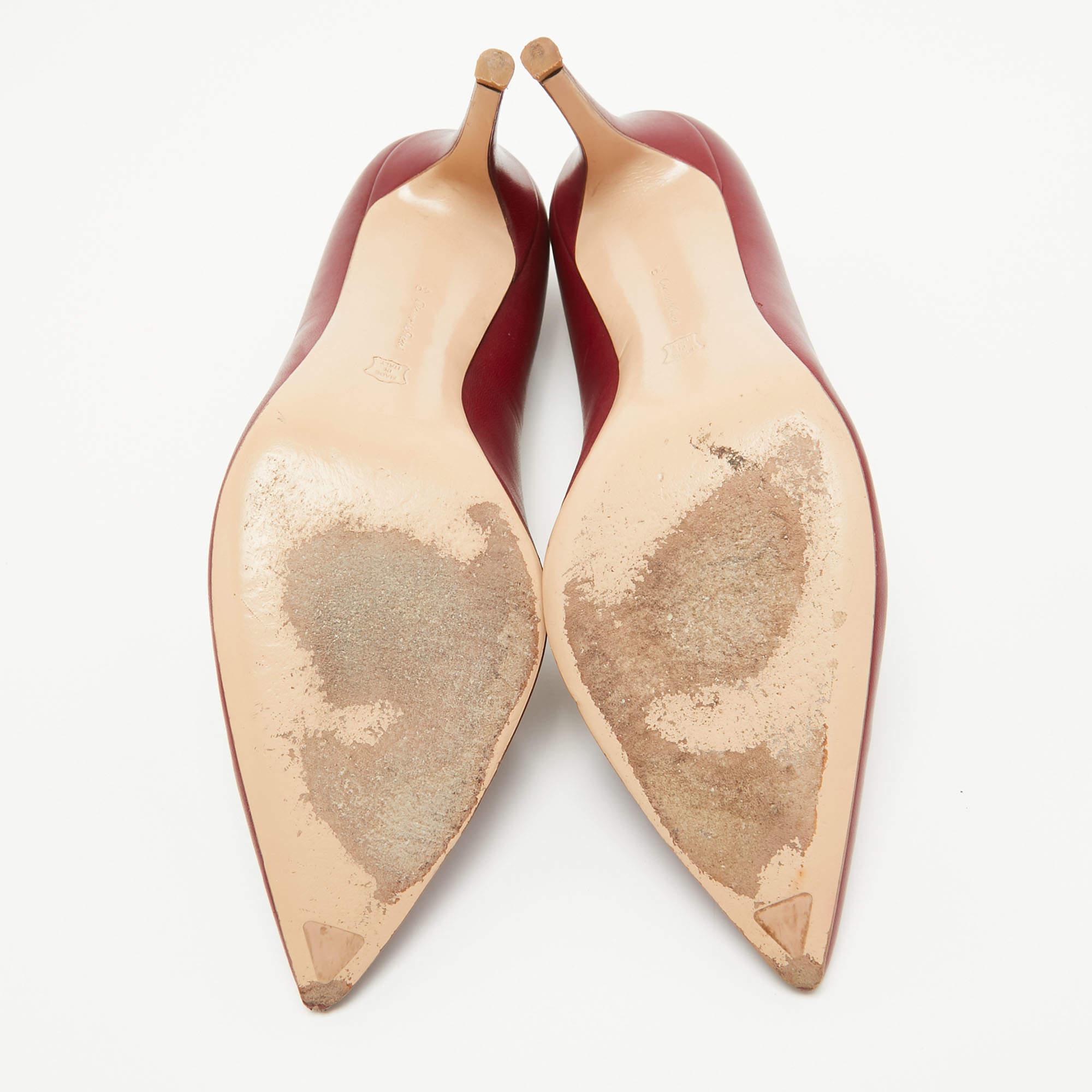 Gianvito Rossi escarpins à bout pointu en cuir bordeaux, taille 40 en vente 1