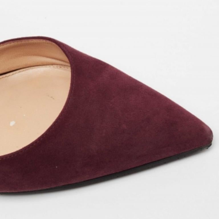 Gianvito Rossi - Mules à bout pointu en daim et plexiglas PVC bordeaux, taille 38 en vente 3