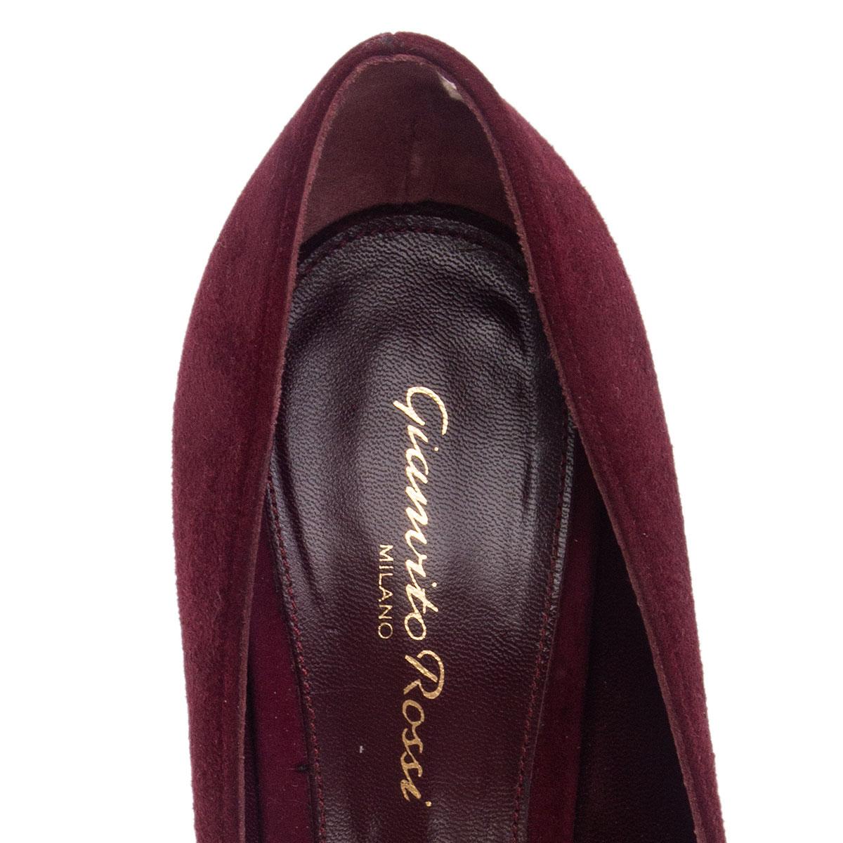 Black GIANVITO ROSSI burgundy suede GIANVITO 70 Pointed-Toe Pumps Shoes 36 For Sale