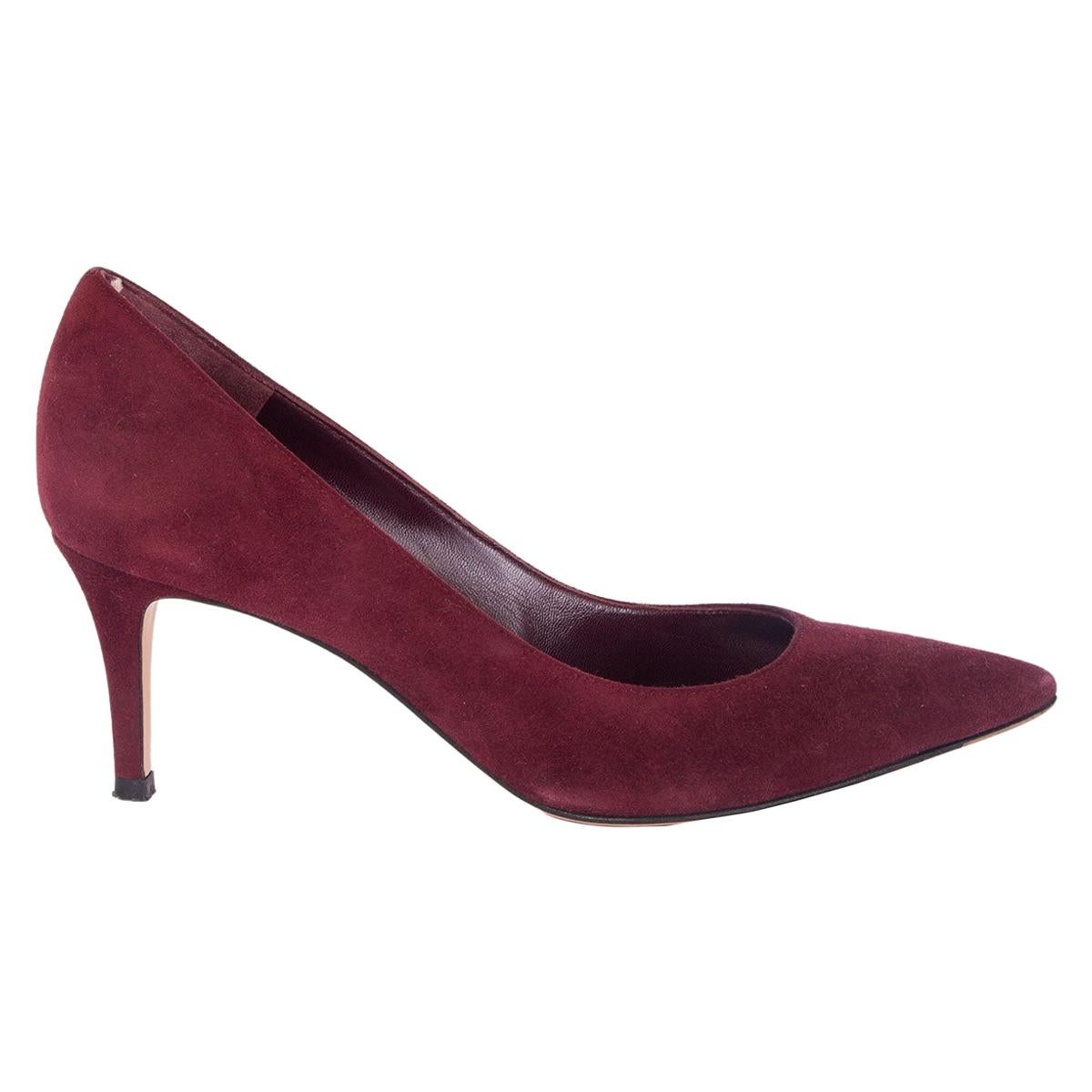 GIANVITO ROSSI burgundy suede GIANVITO 70 Pointed-Toe Pumps Shoes 36 For Sale