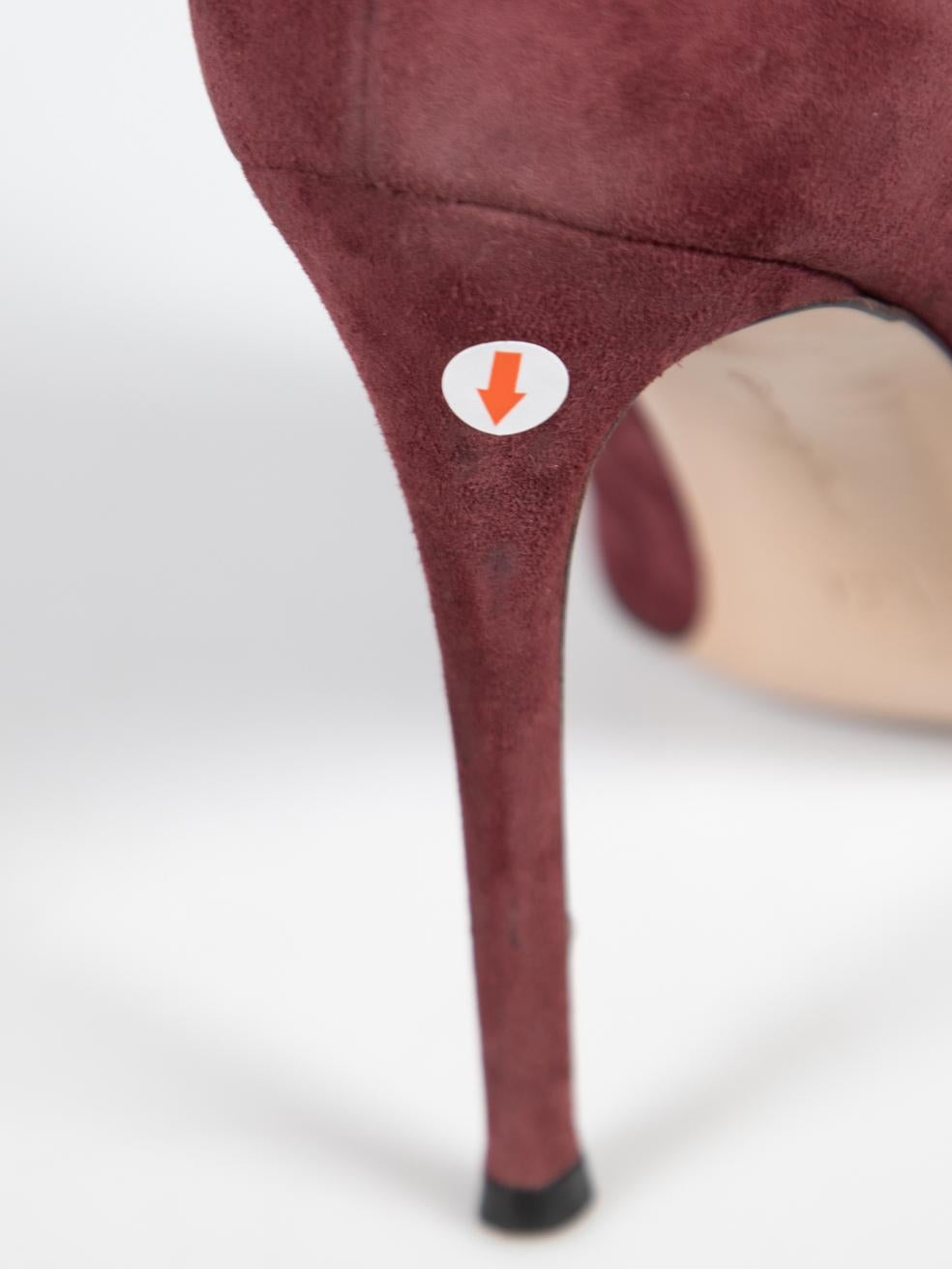 Gianvito Rossi Burgundy Suede Lace Up Ankle Boots Size IT 37 For Sale 3