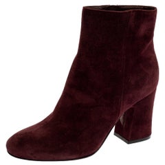 Gianvito Rossi Burgunder Wildleder Margaux Stiefelette Größe 36.5