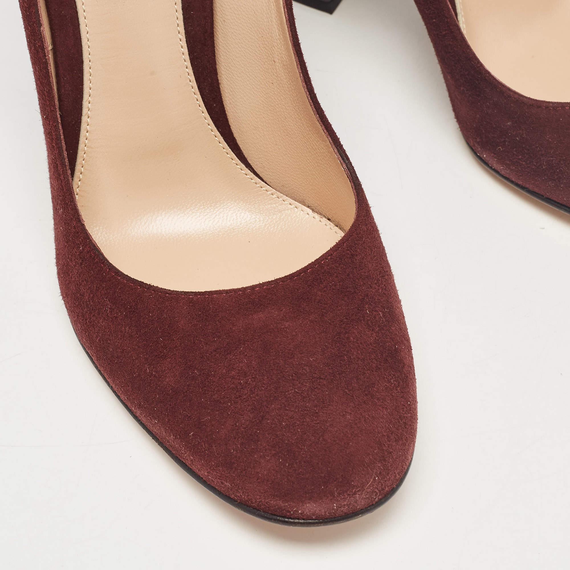 Gianvito Rossi Burgundy Suede Mary Jane Pumps 38.5 For Sale 2