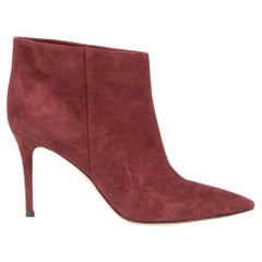 Gianvito Rossi Burgundy Suede Pointed Ankle Boots Size IT 38