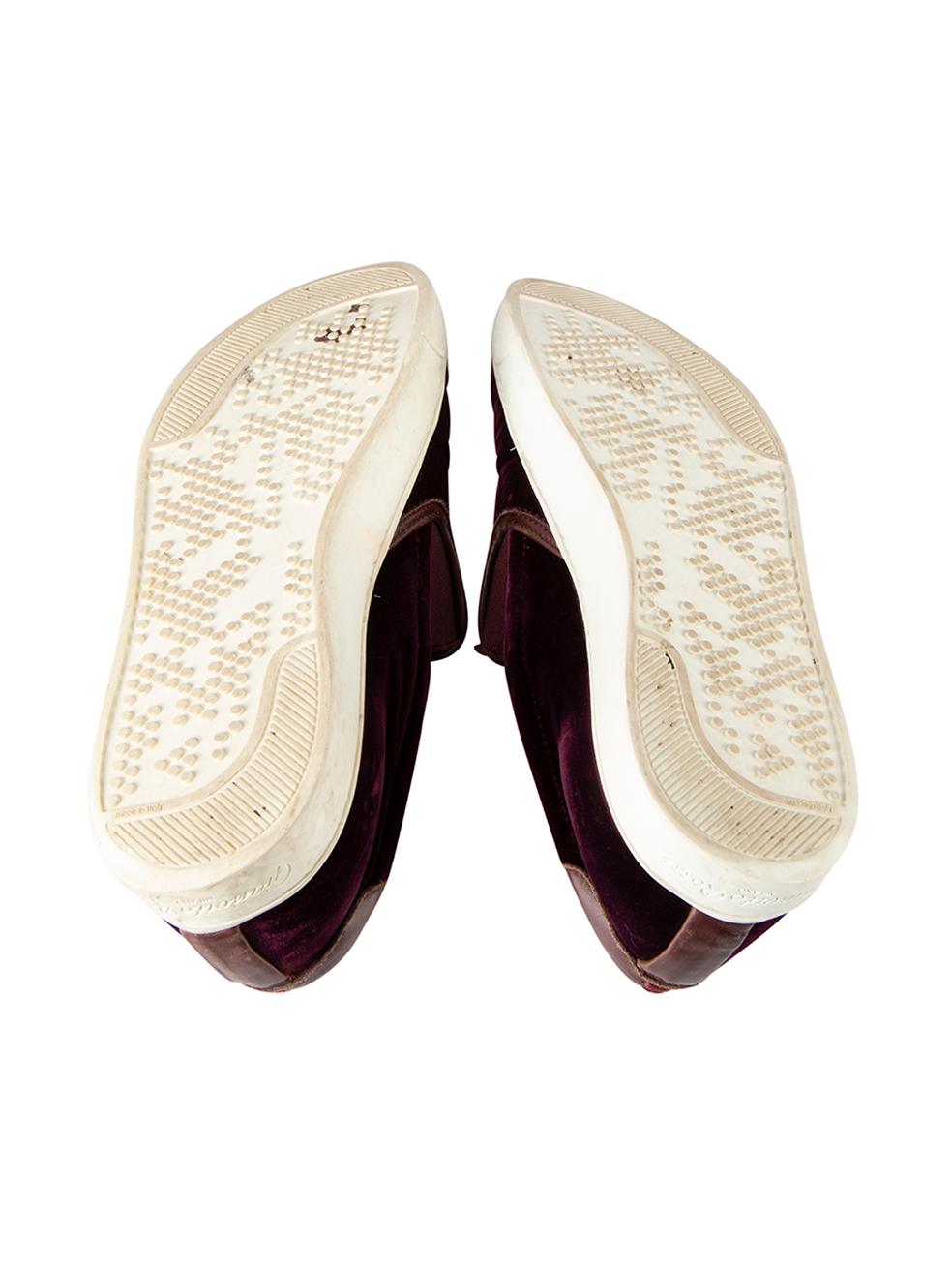 Gianvito Rossi Burgunder Samt Slip-On Turnschuhe Größe IT 39 im Zustand „Gut“ im Angebot in London, GB