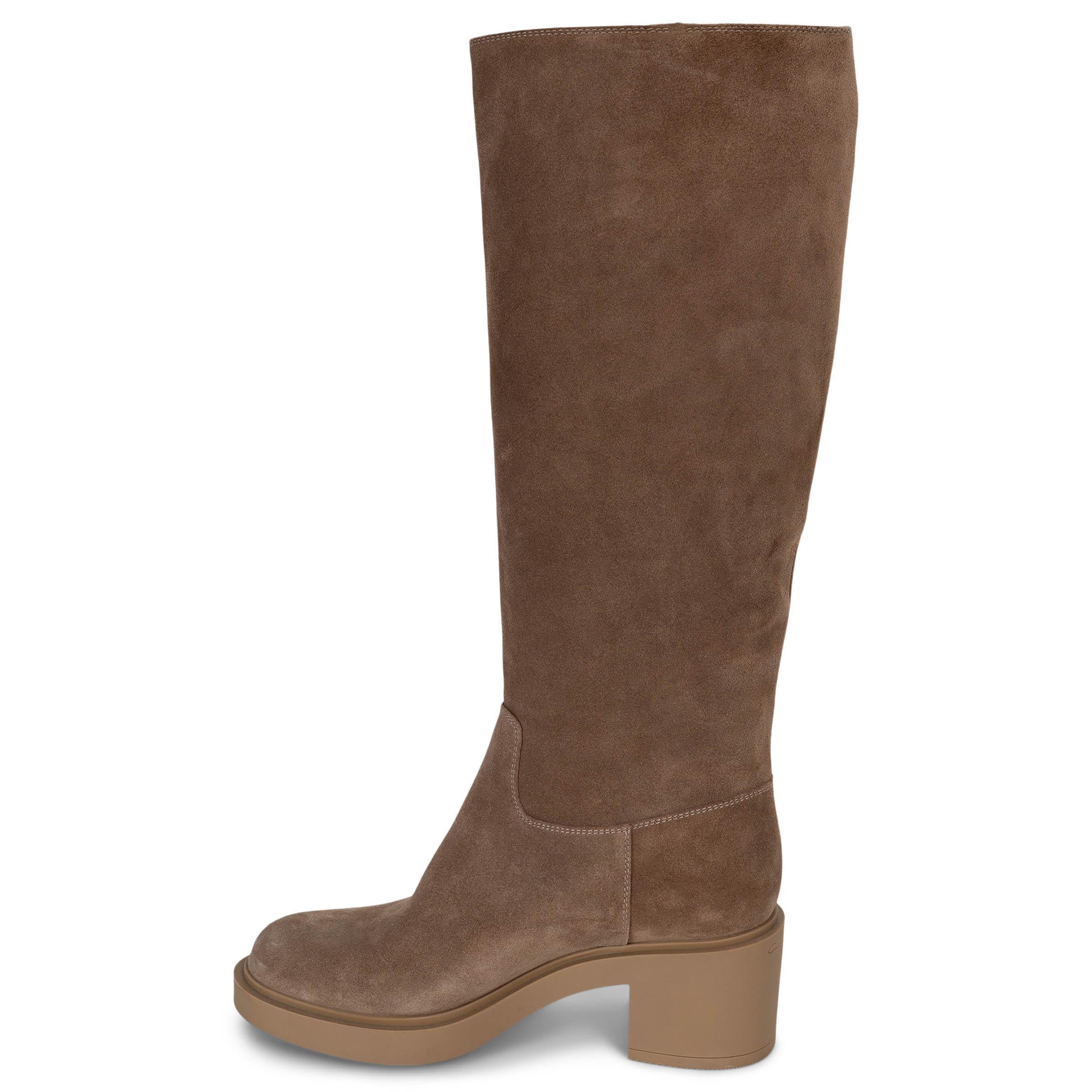 Marron GIANVITO ROSSI camel daim marron 2021 HYNDE BLOCK HEEL Bottes Chaussures 38.5 en vente