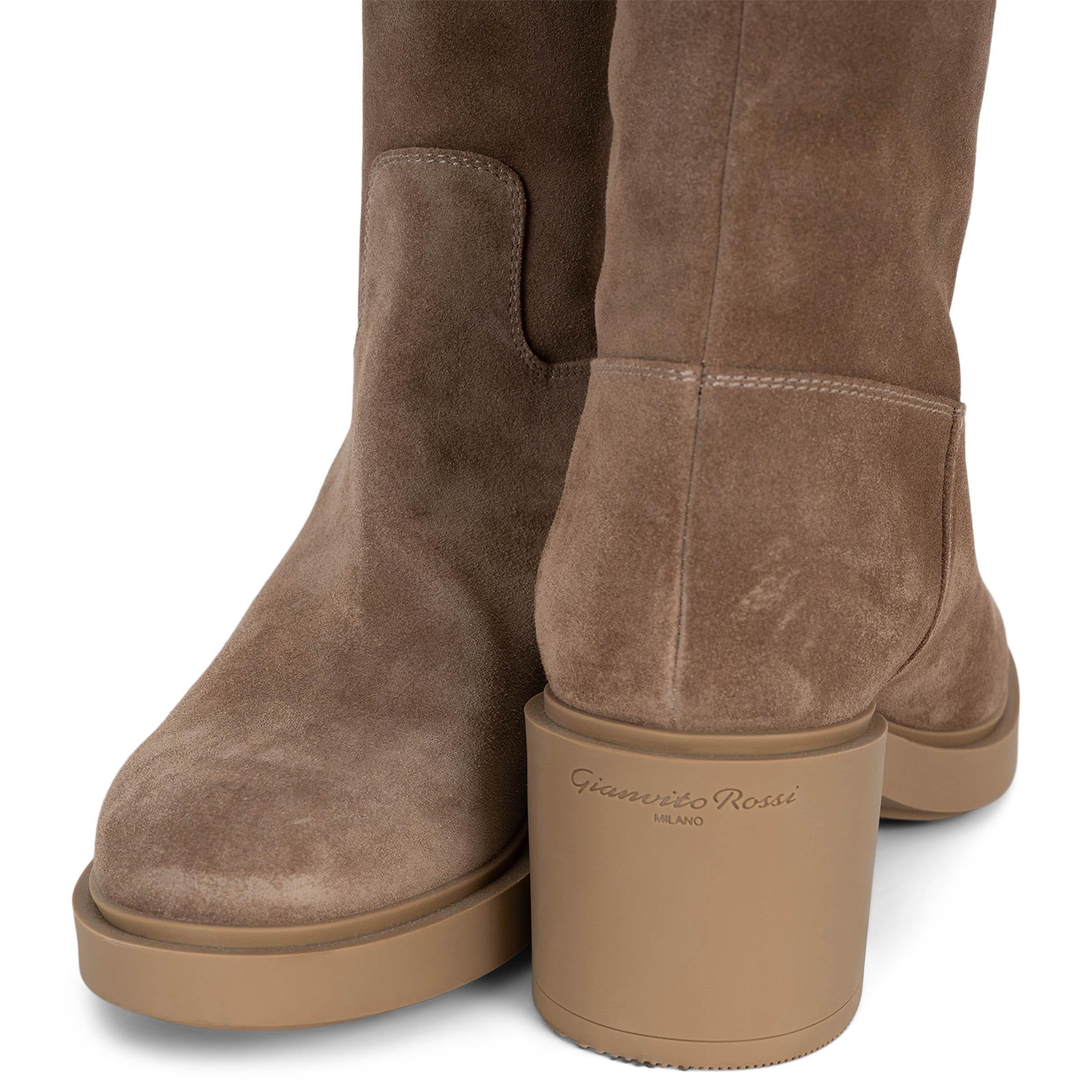 GIANVITO ROSSI camel daim marron 2021 HYNDE BLOCK HEEL Bottes Chaussures 38.5 en vente 1