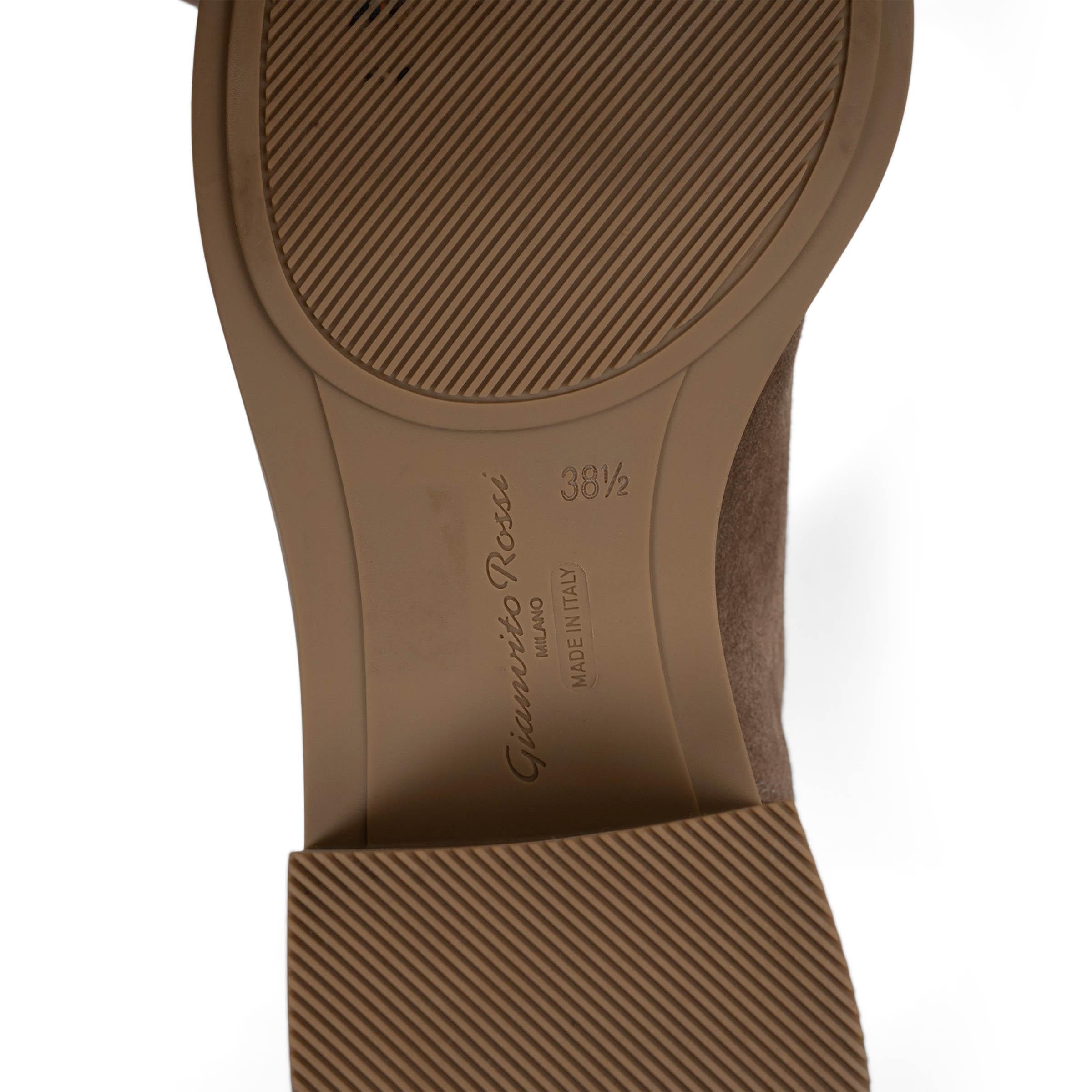 GIANVITO ROSSI camel daim marron 2021 HYNDE BLOCK HEEL Bottes Chaussures 38.5 en vente 2