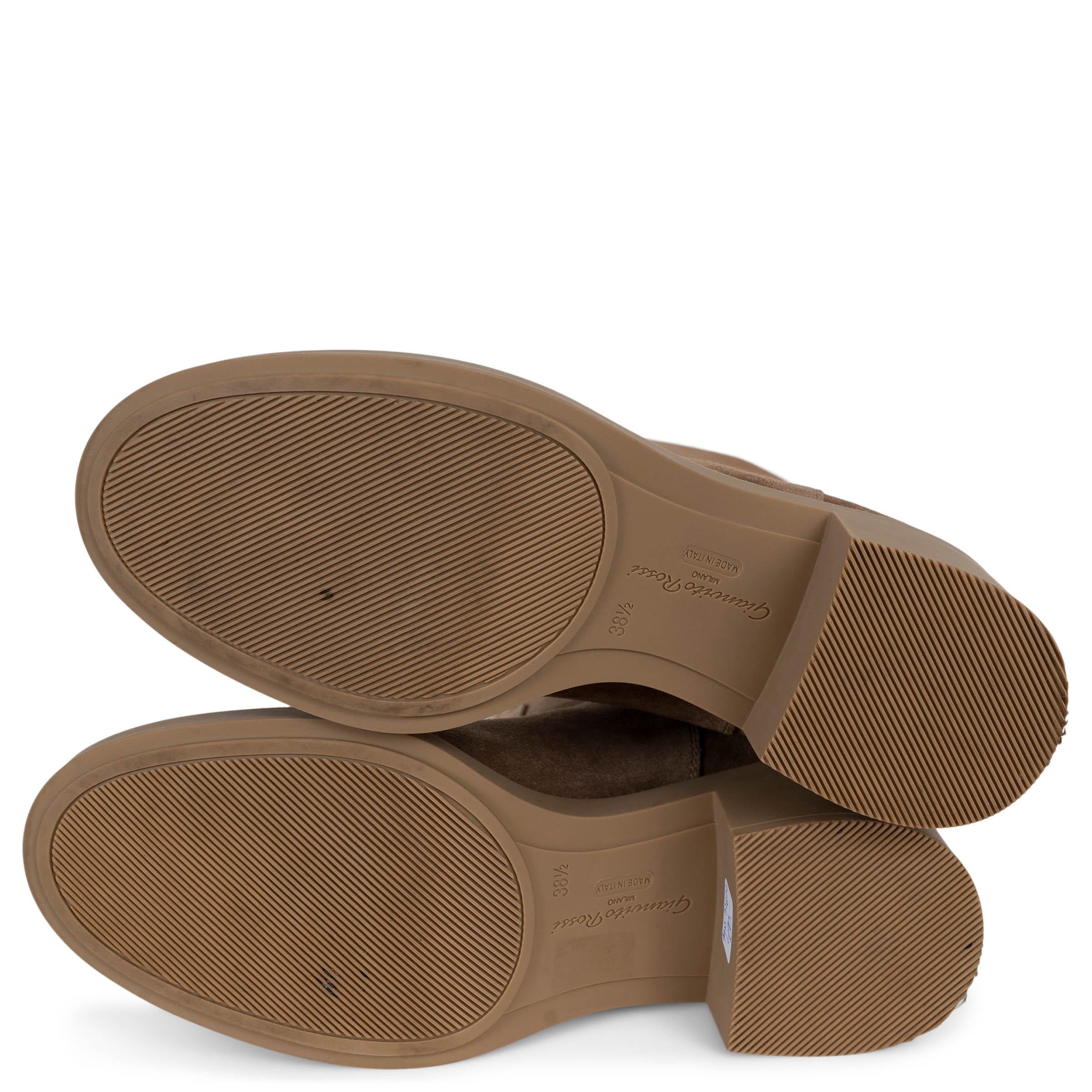 GIANVITO ROSSI camel daim marron 2021 HYNDE BLOCK HEEL Bottes Chaussures 38.5 en vente 3