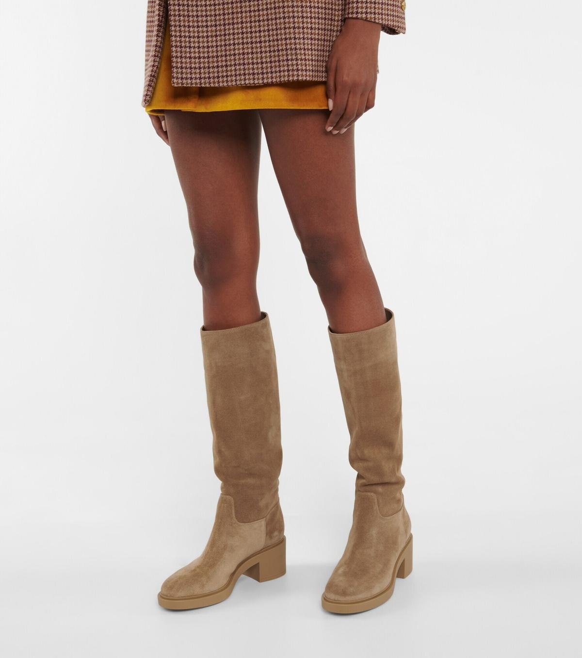 GIANVITO ROSSI camel daim marron 2021 HYNDE BLOCK HEEL Bottes Chaussures 38.5 en vente 4