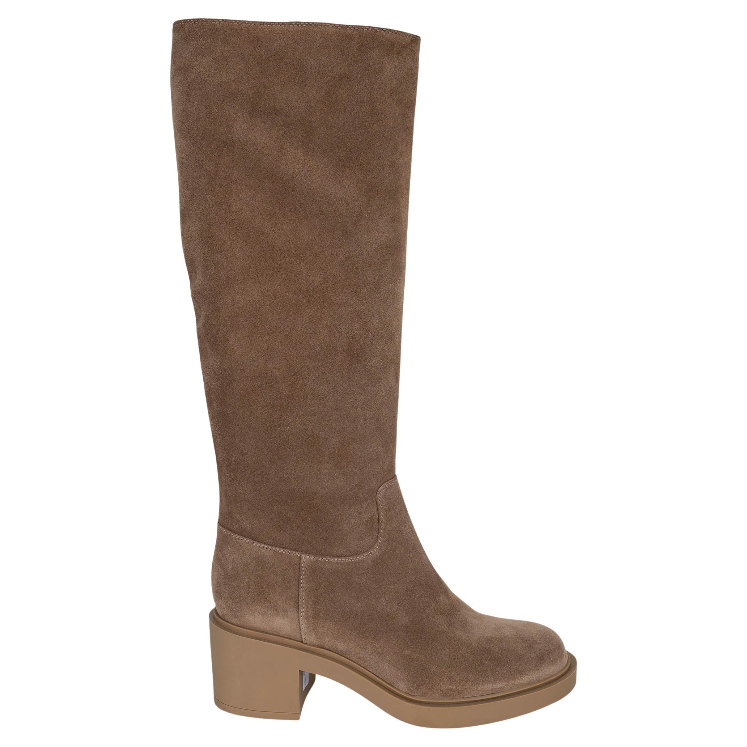 GIANVITO ROSSI camel daim marron 2021 HYNDE BLOCK HEEL Bottes Chaussures 38.5