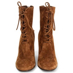 GIANVITO ROSSI camel brown suede FINLAY Ankle Boots Shoes 36