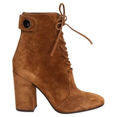 GIANVITO ROSSI camel brown suede FINLAY Ankle Boots Shoes 36