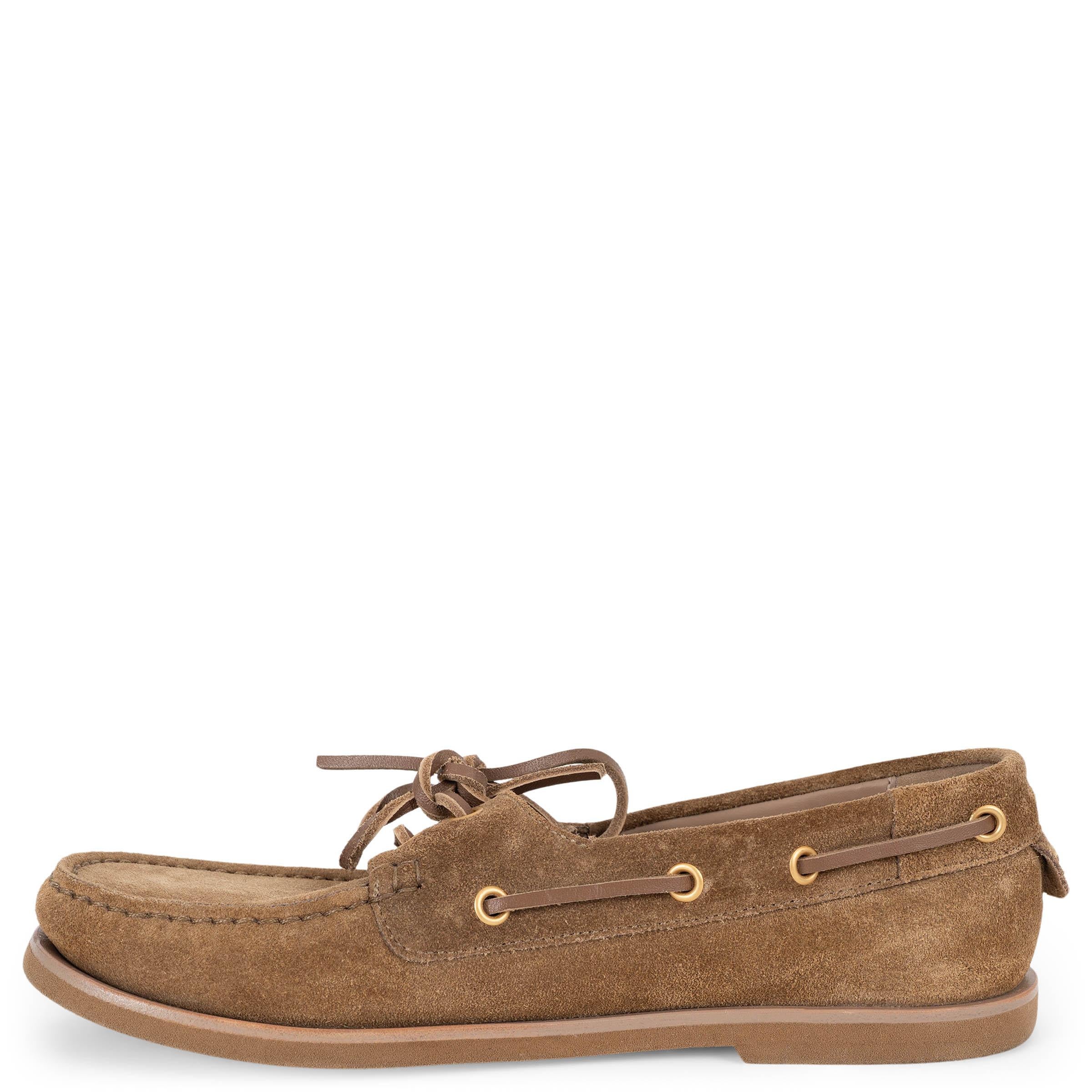 Marron GIANVITO ROSSI camel daim marron VANDEE BOAT Shoes Flats 37 fit 38 en vente