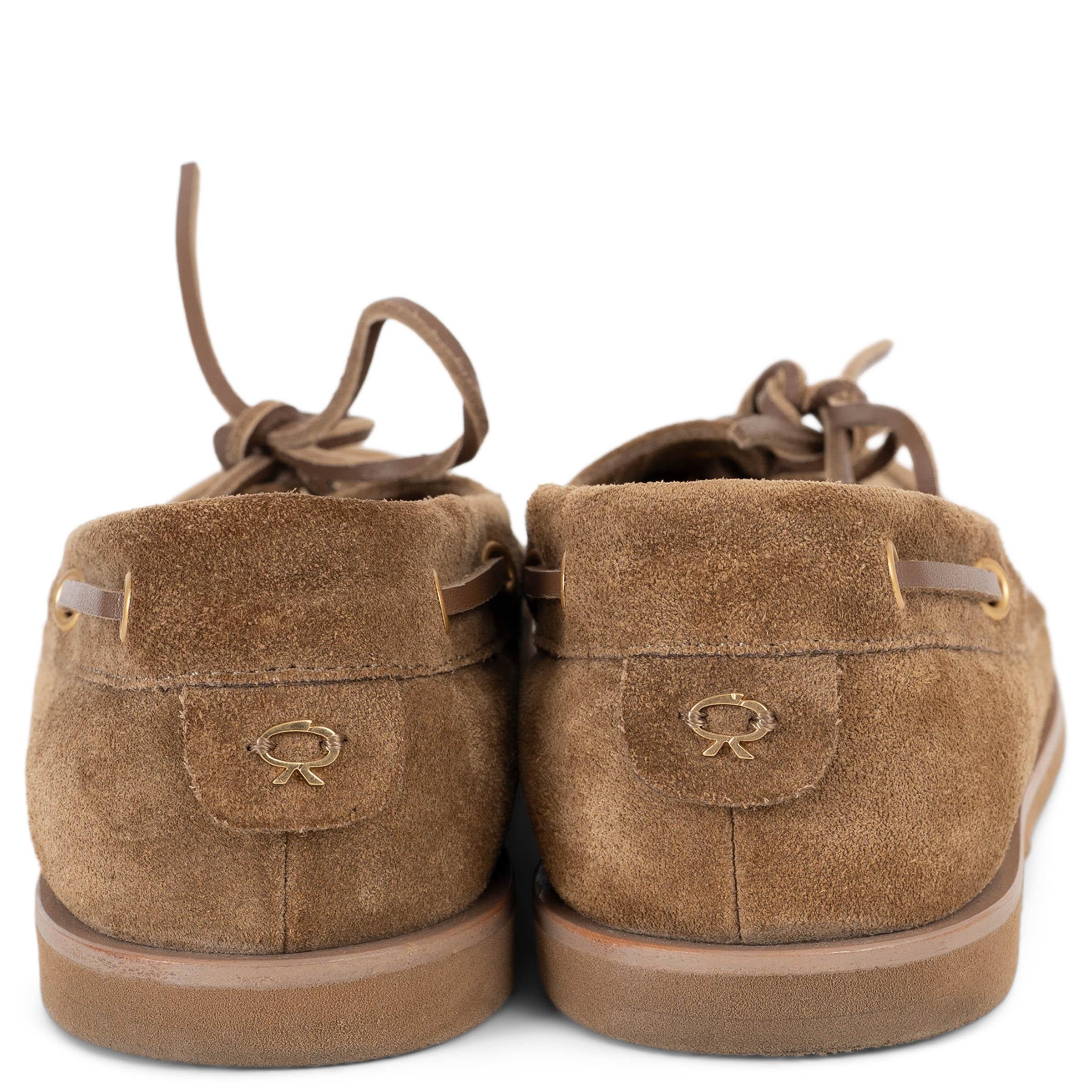 GIANVITO ROSSI camel daim marron VANDEE BOAT Shoes Flats 37 fit 38 Excellent état - En vente à Zürich, CH