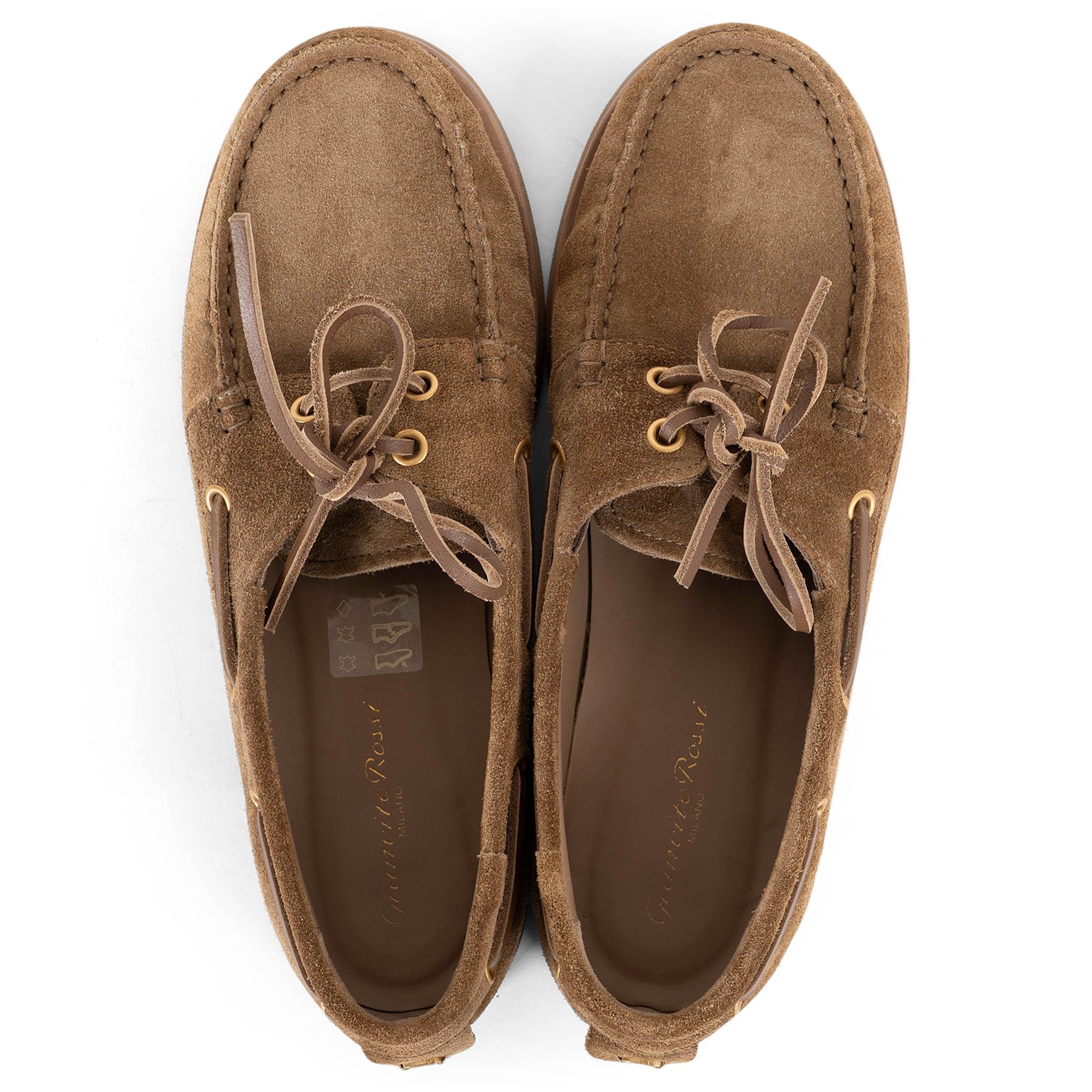 GIANVITO ROSSI camel daim marron VANDEE BOAT Shoes Flats 37 fit 38 Pour femmes en vente