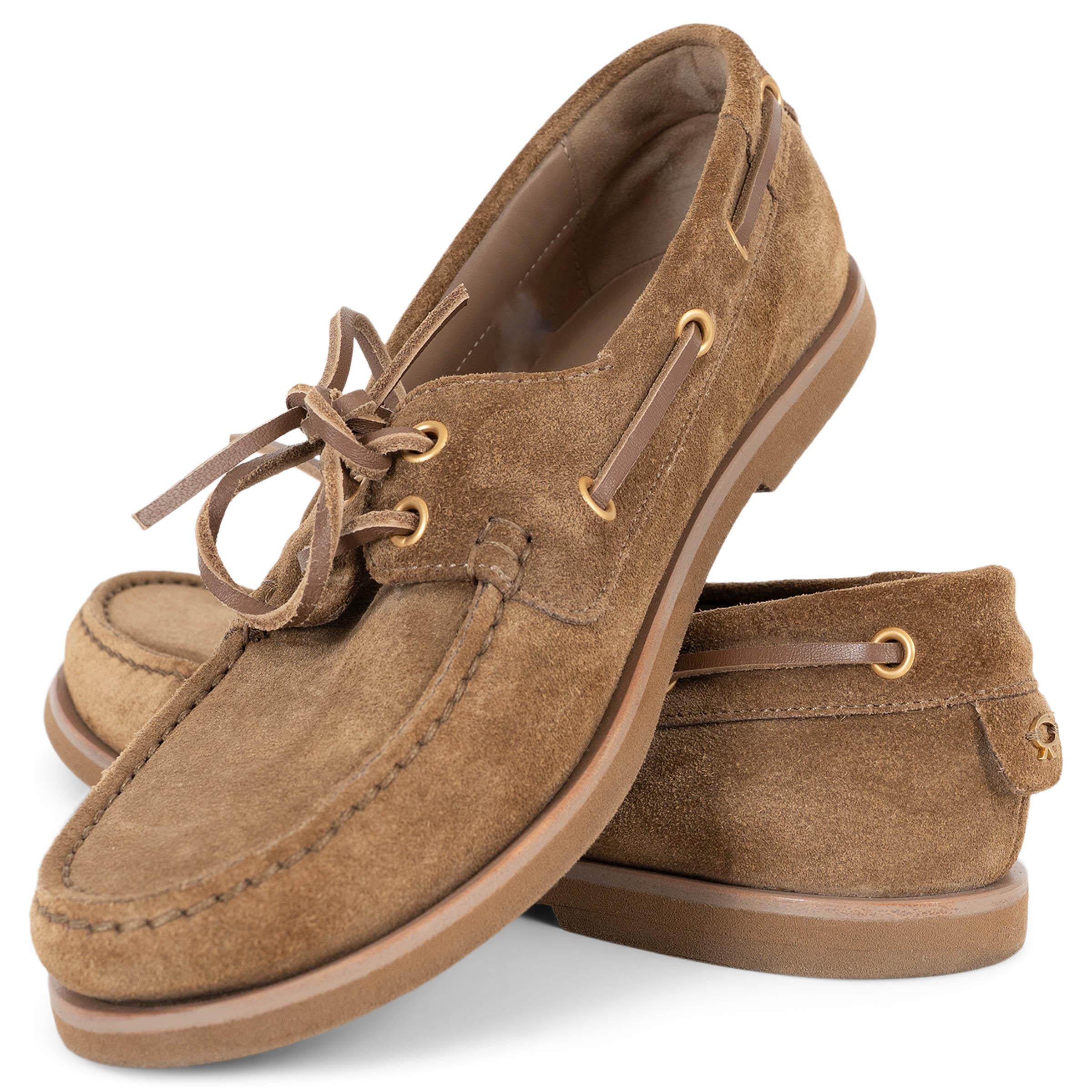GIANVITO ROSSI camel daim marron VANDEE BOAT Shoes Flats 37 fit 38 en vente 1