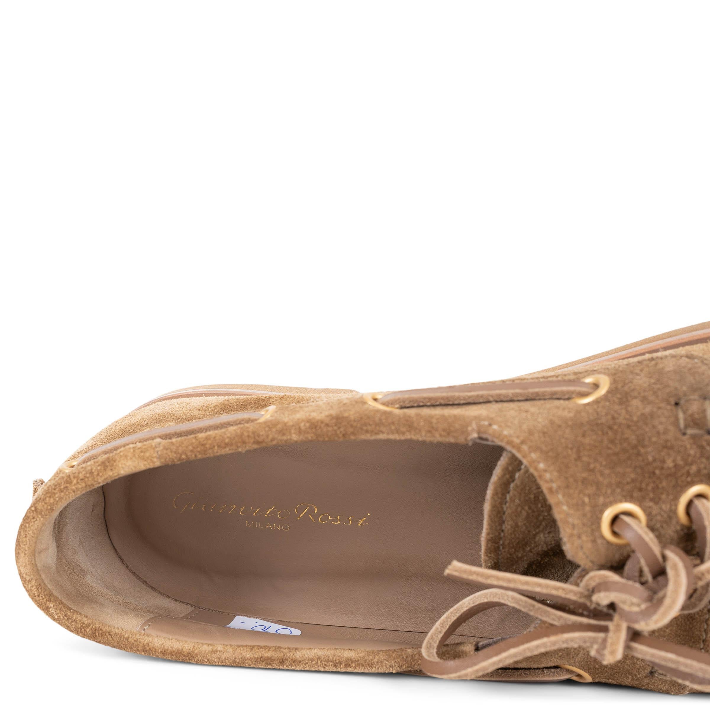 GIANVITO ROSSI camel daim marron VANDEE BOAT Shoes Flats 37 fit 38 en vente 2