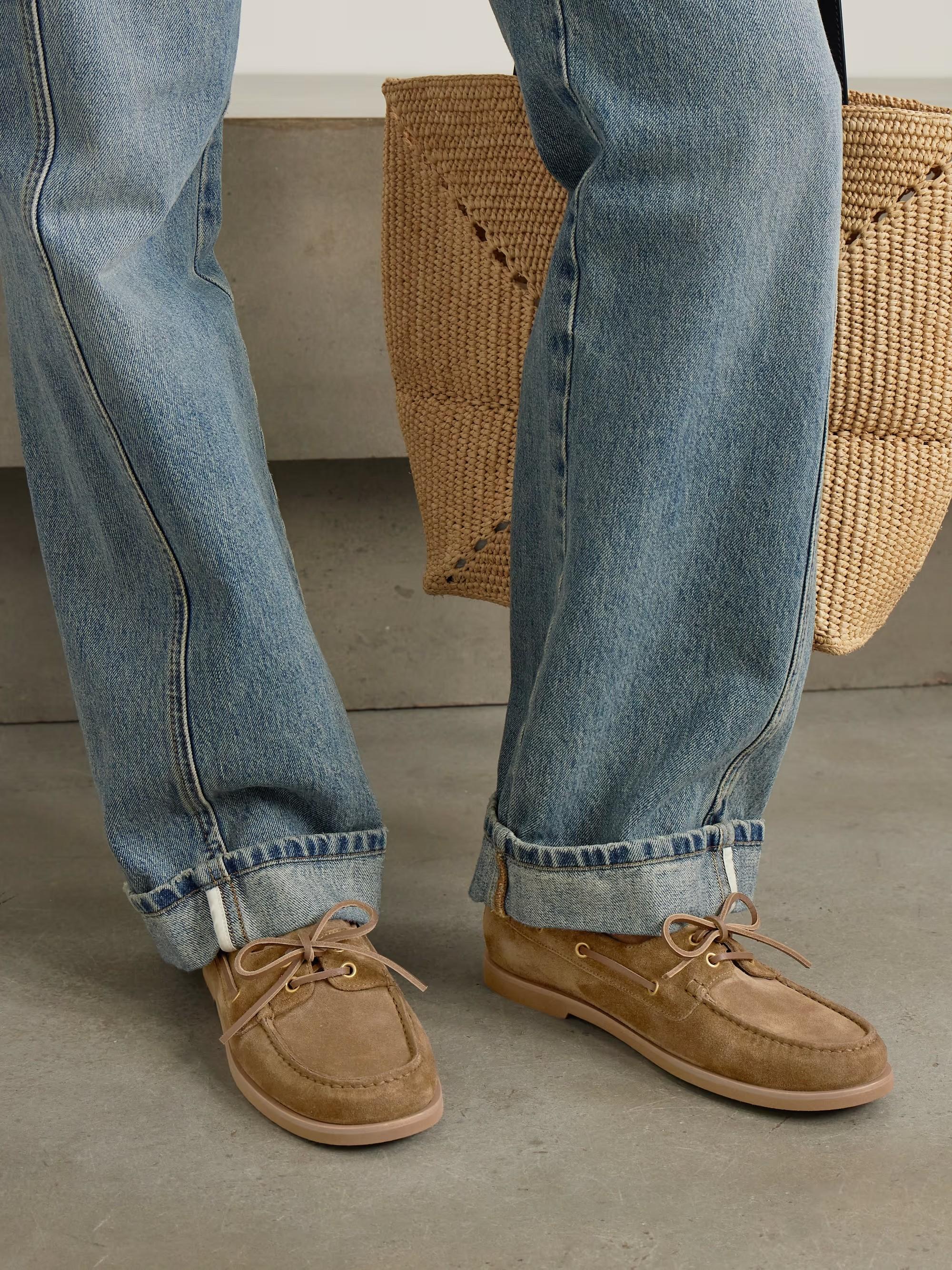 GIANVITO ROSSI camel daim marron VANDEE BOAT Shoes Flats 37 fit 38 en vente 4