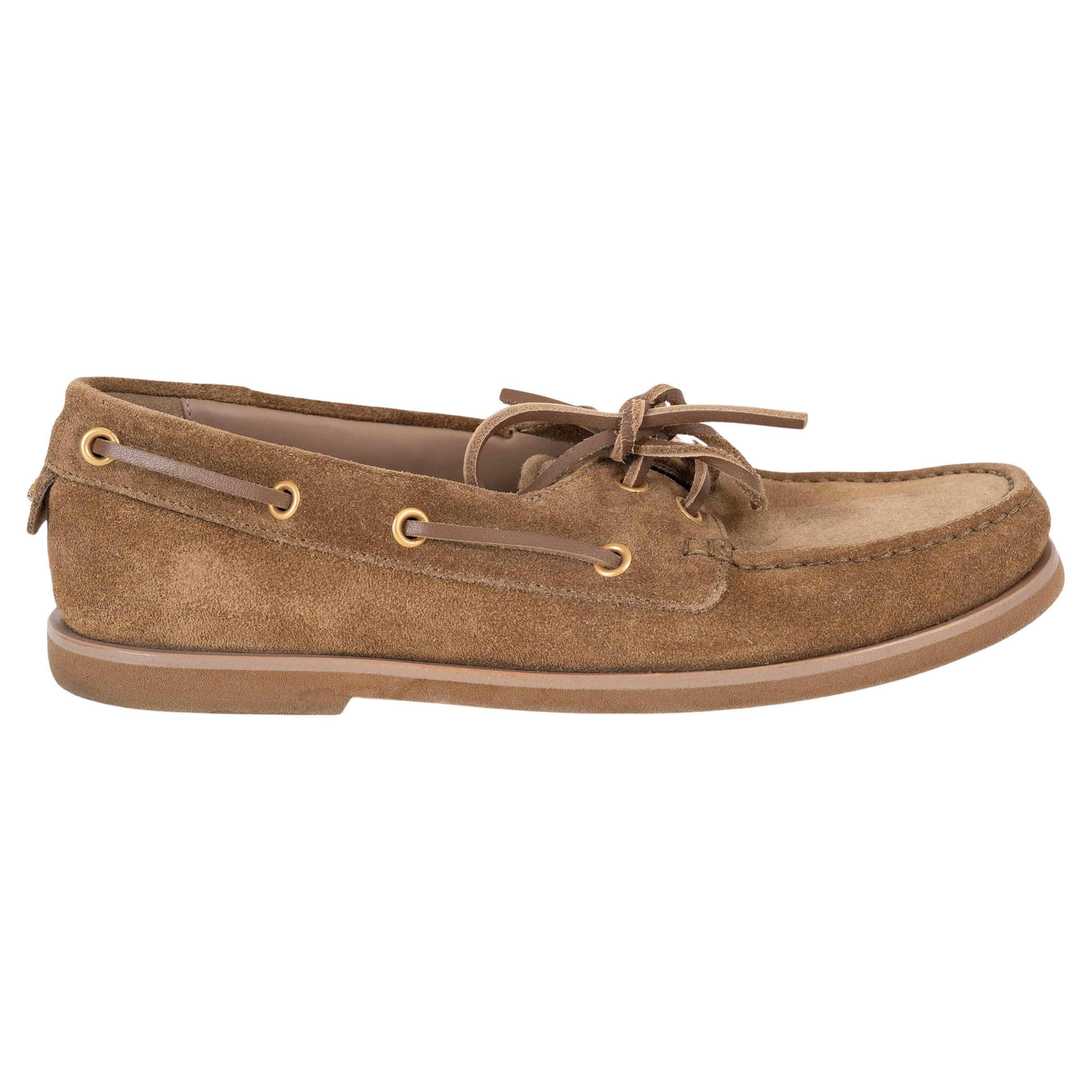 GIANVITO ROSSI camel daim marron VANDEE BOAT Shoes Flats 37 fit 38 en vente