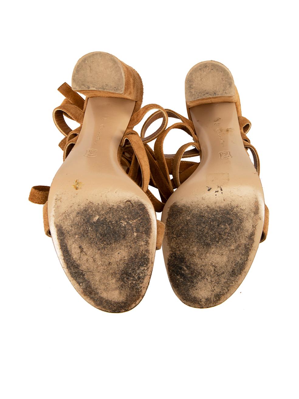Gianvito Rossi Camel Suede Strappy Sandals Size IT 40 In Good Condition In London, GB