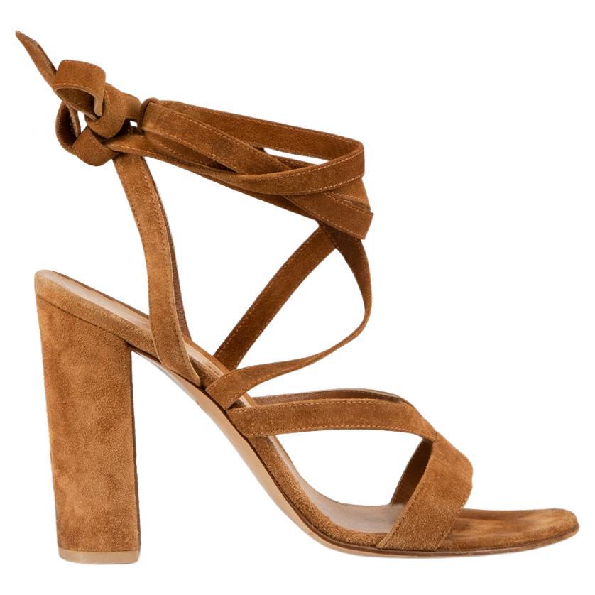 Gianvito Rossi Camel Suede Strappy Sandals Size IT 40