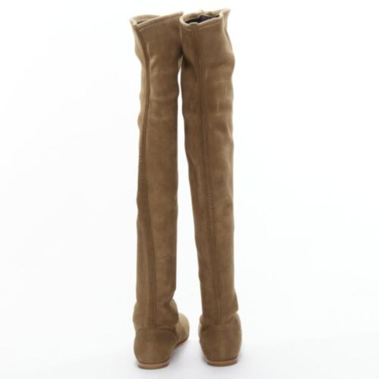 GIANVITO ROSSI Camoscio bottes cuissardes plates en daim marron EU37 Pour femmes en vente