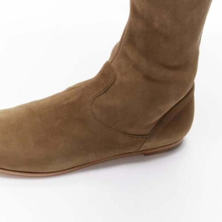 GIANVITO ROSSI Camoscio bottes cuissardes plates en daim marron EU37 en vente 2