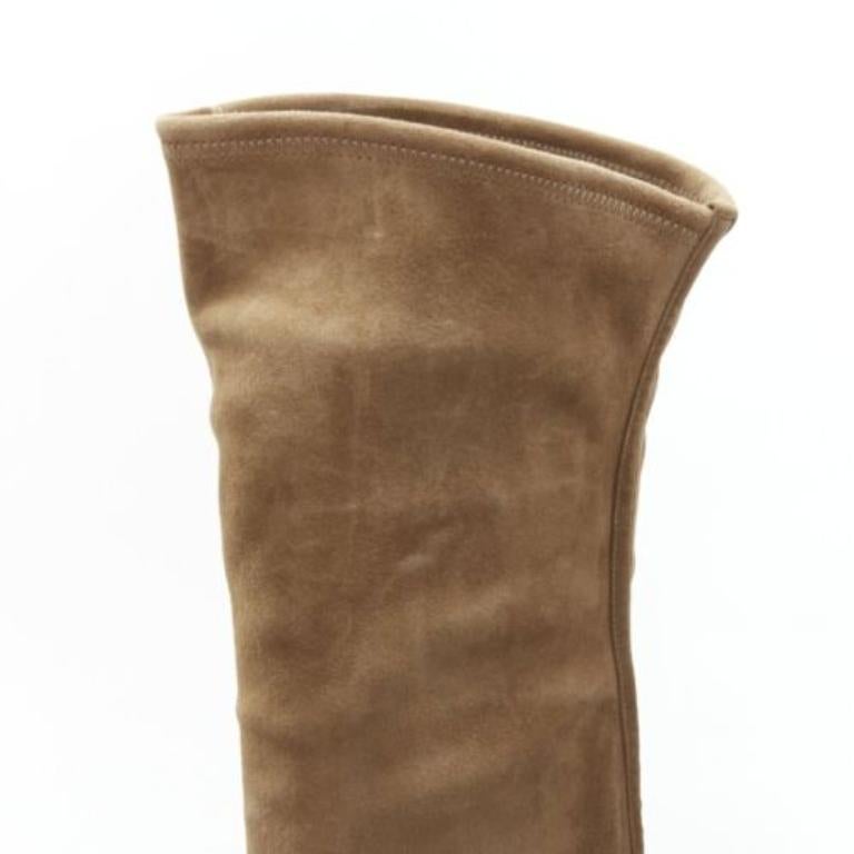 GIANVITO ROSSI Camoscio bottes cuissardes plates en daim marron EU37 en vente 3