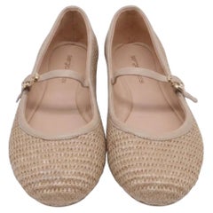 Gianvito Rossi Carla Ballet Flats in Beige Raffia