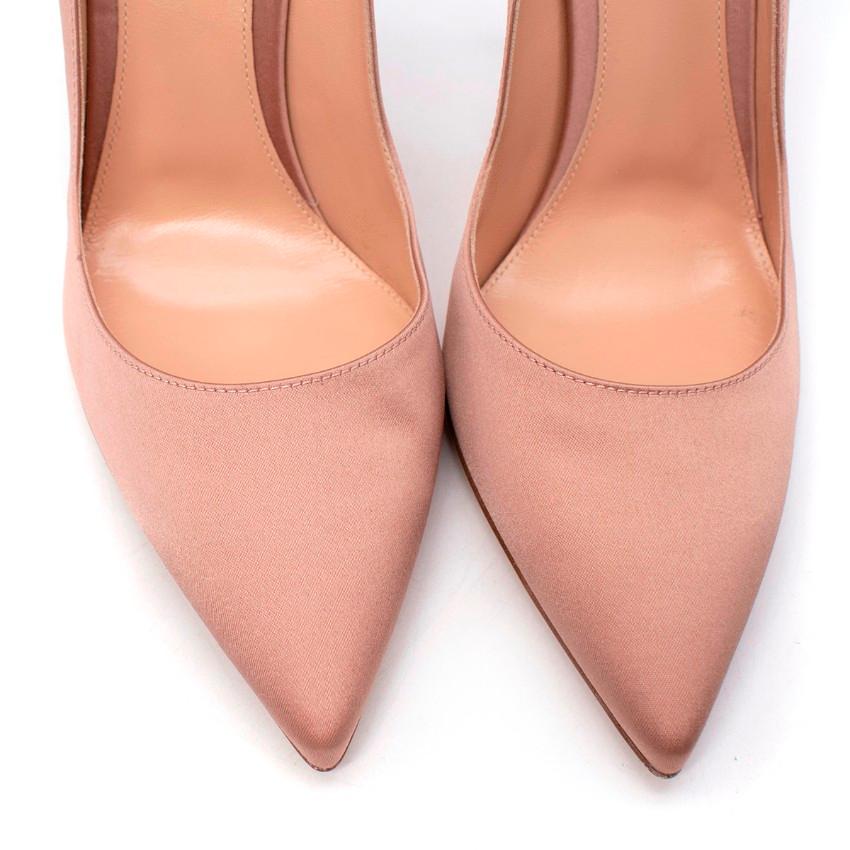 Gianvito Rossi Champagne Pink Satin Heeled Pumps - US 10.5 In Excellent Condition For Sale In London, GB