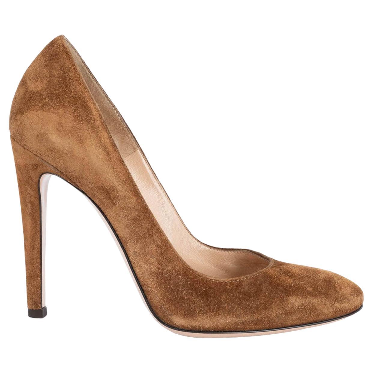 GIANVITO ROSSI cinnamon brown suede ROMA Pumps Shoes 36.5 For Sale