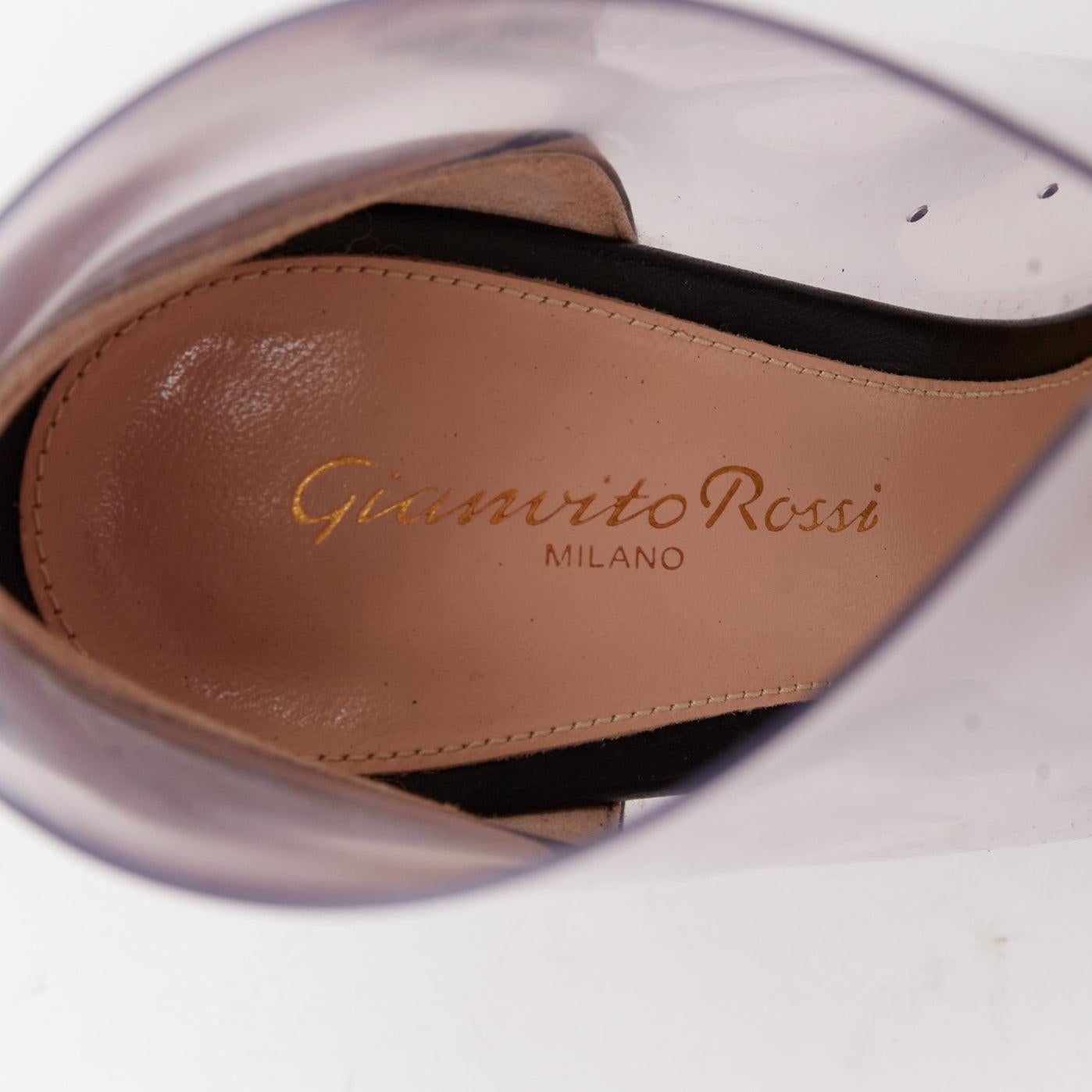 GIANVITO ROSSI Botines de piel negra con puntera de encaje de PVC transparente EU36 en venta 3