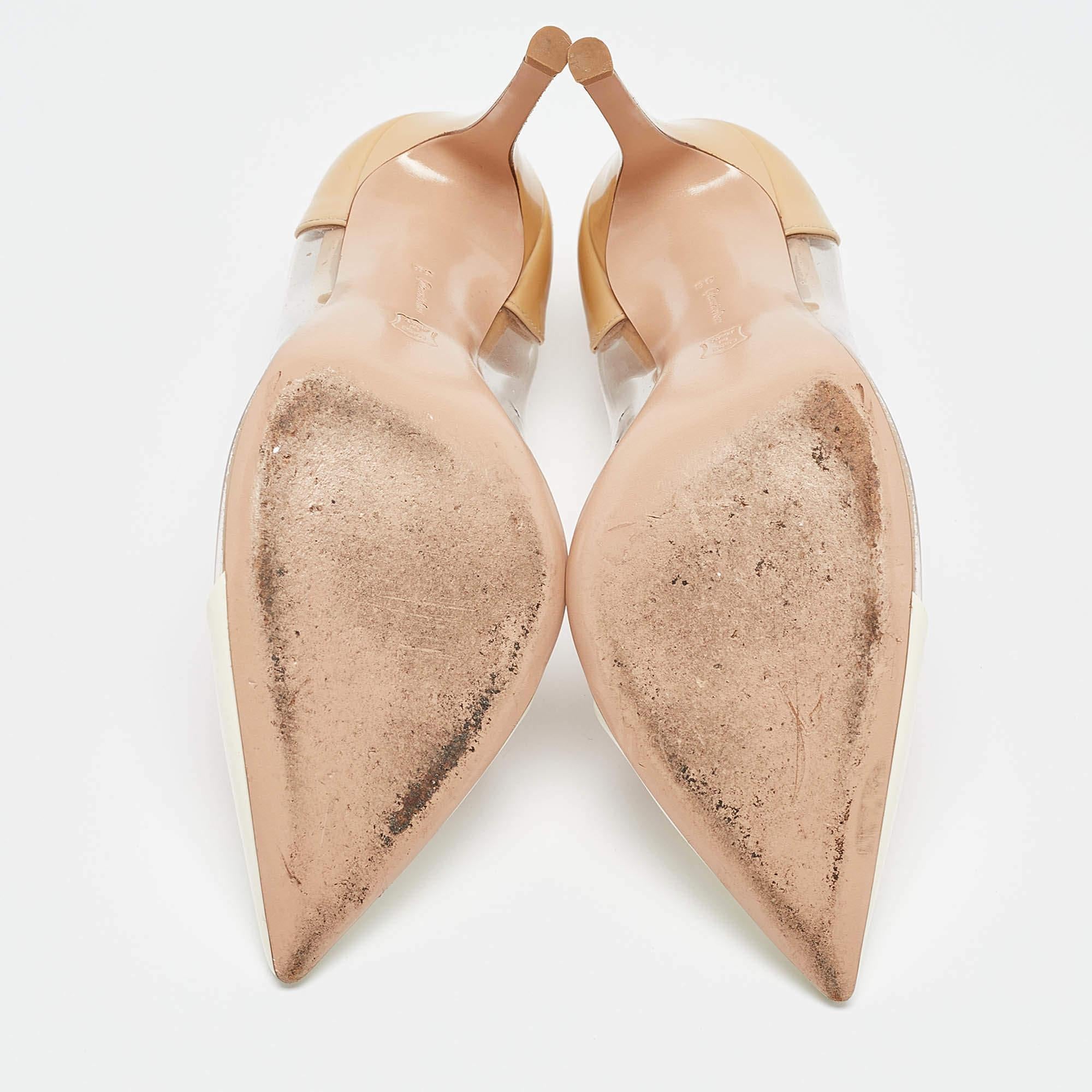 Gianvito Rossi Cream/Beige Patent Leather and PVC Plexi Pumps Size 38 2