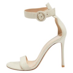 Gianvito Rossi Cream Leather Ankle Strap Sandals Size 36