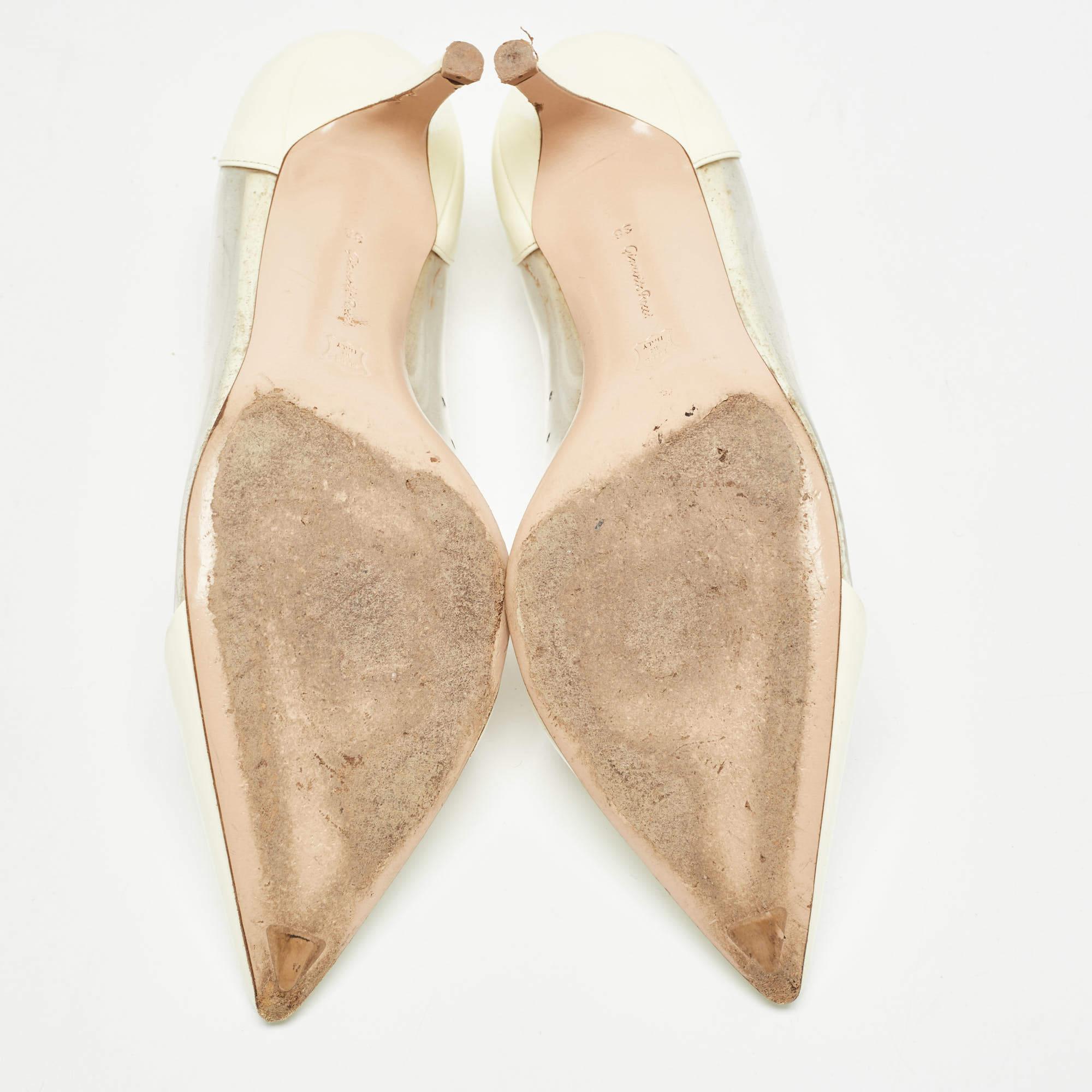 Gianvito Rossi escarpins en plexi verni crème taille 38 en vente 1