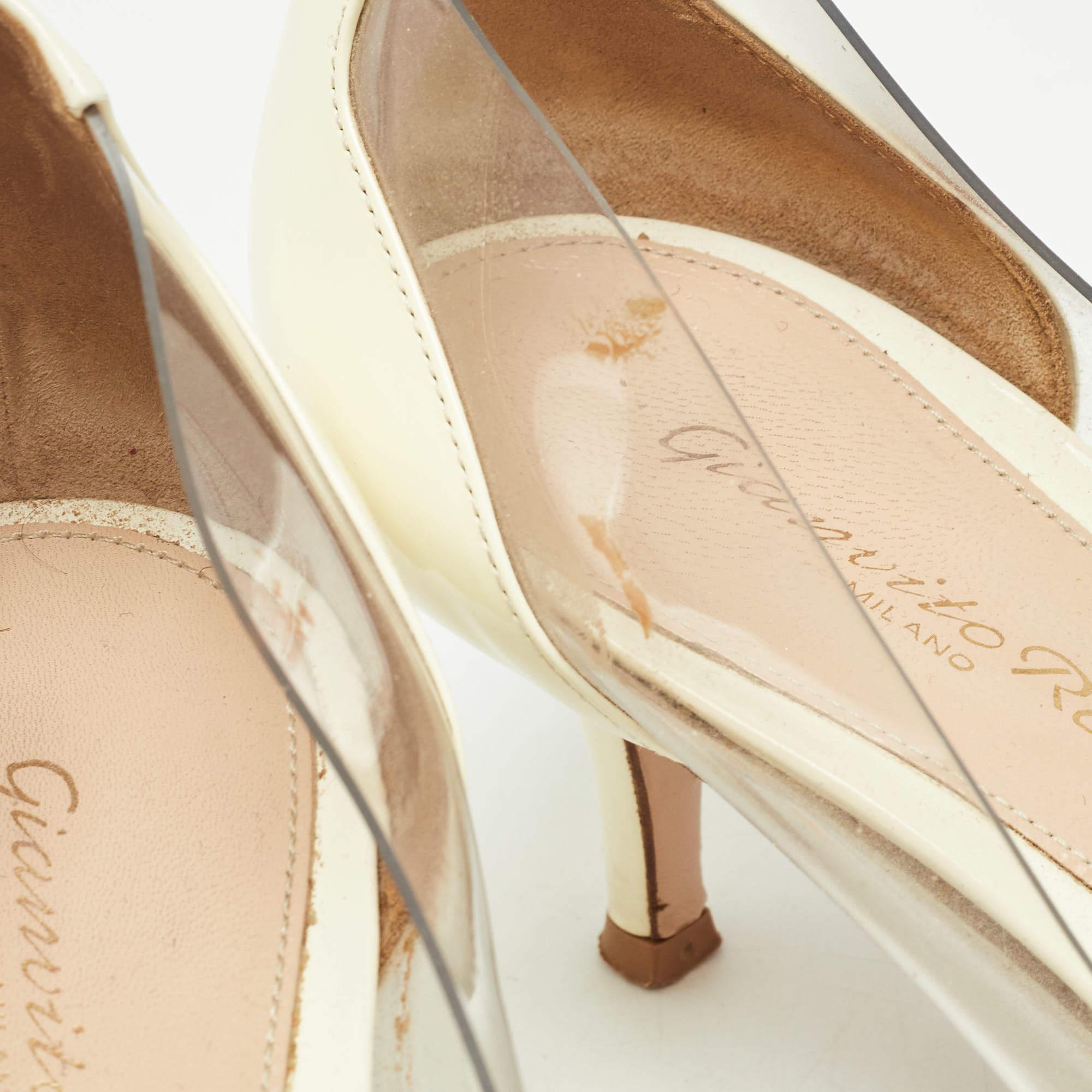 Gianvito Rossi escarpins en plexi verni crème taille 38 en vente 3