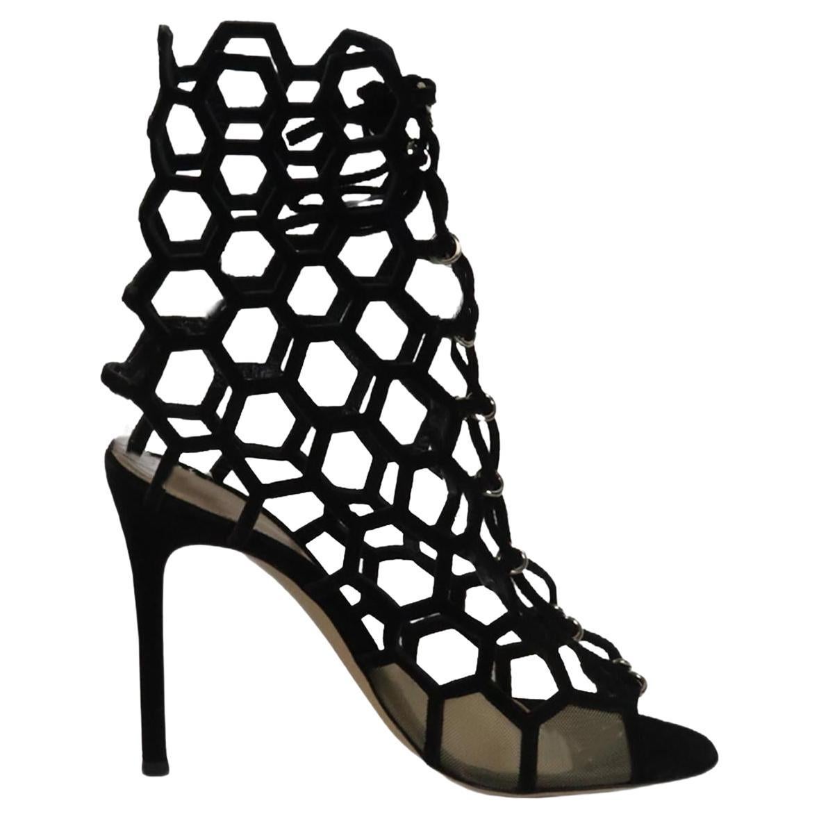 Louis Vuitton platform Laureate Desert black white mesh lace up ankle boots  39 For Sale at 1stDibs
