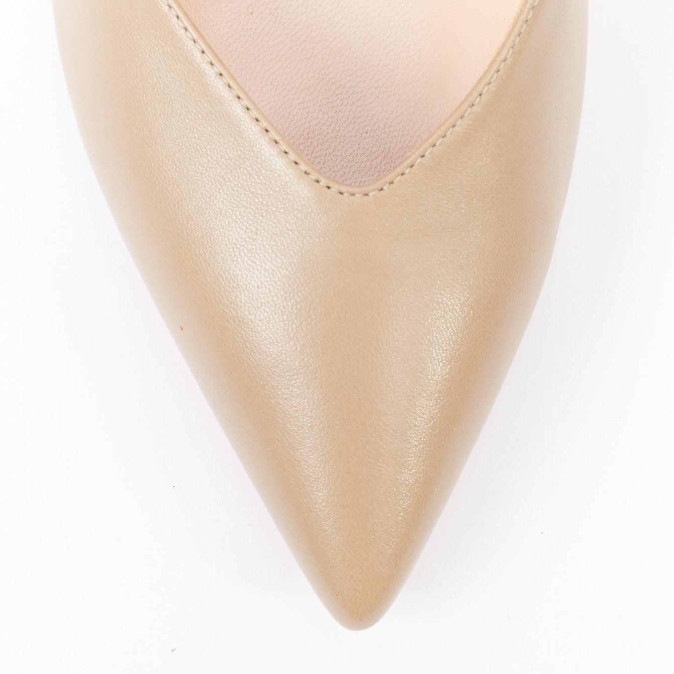 GIANVITO ROSSI dark beige leather V vamp point toe pumps EU37.5 For Sale 1