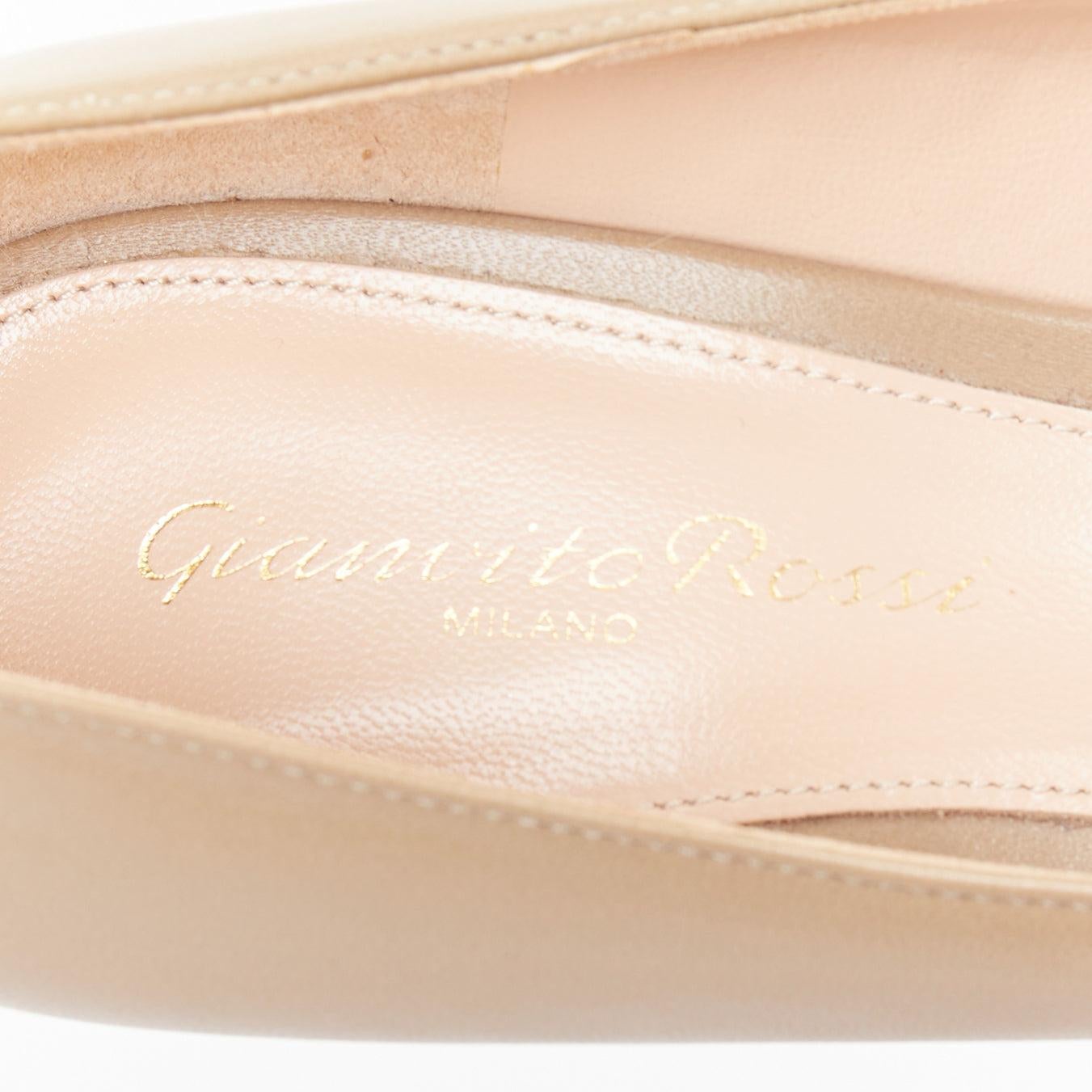 GIANVITO ROSSI dark beige leather V vamp point toe pumps EU37.5 For Sale 4