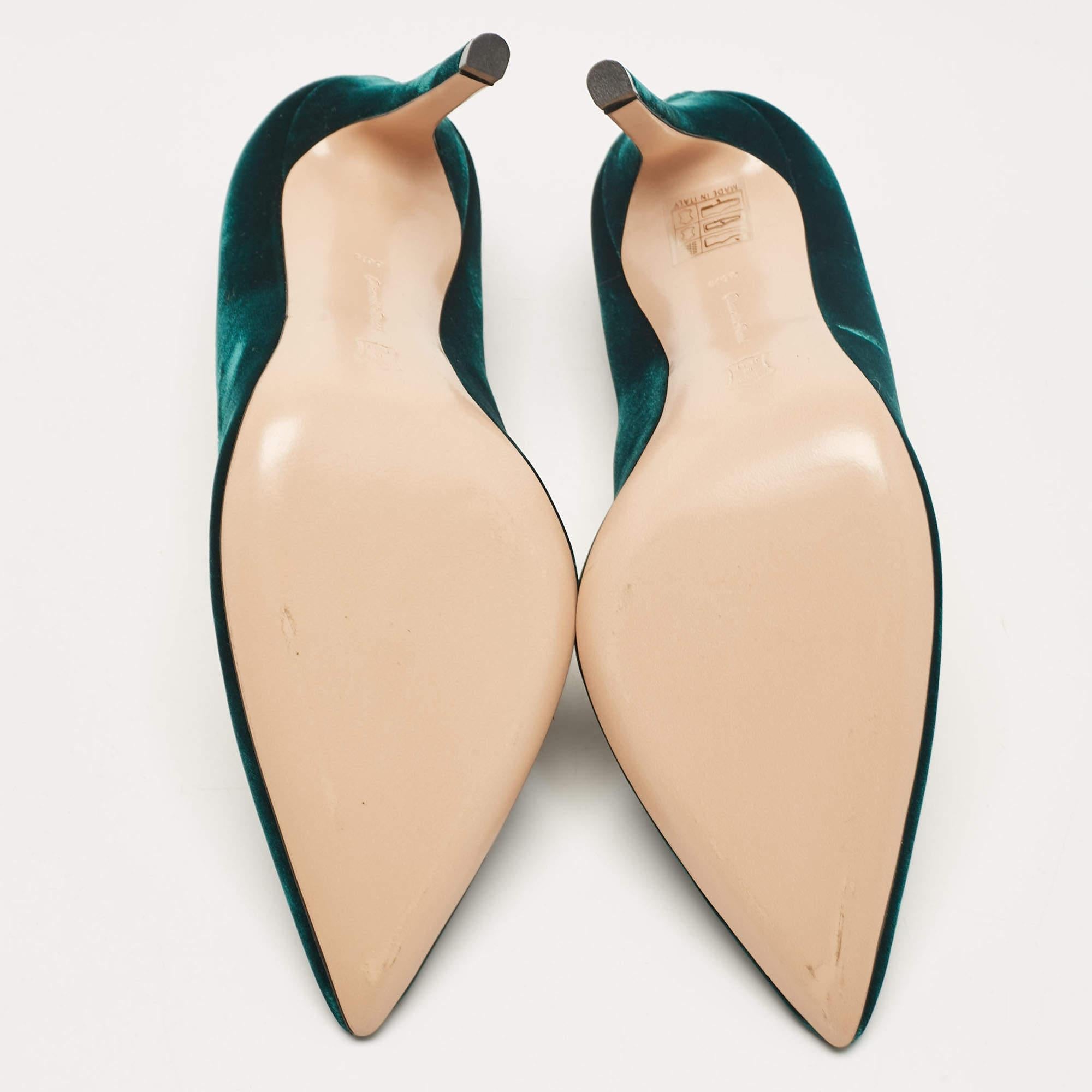 Gianvito Rossi Dark Green Velvet Gianvito Pumps Size 36.5 1