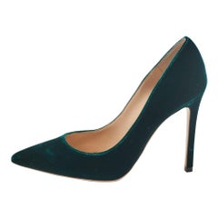 Gianvito Rossi Dark Green Velvet Gianvito Pumps Size 36.5