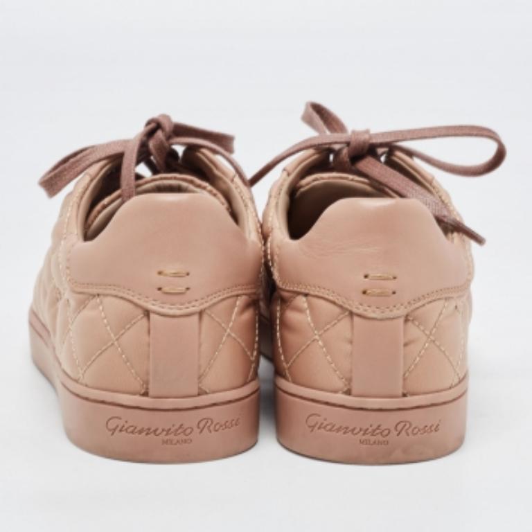 Gianvito Rossi Staubrosa gesteppte Leder Loft Low Top Turnschuhe Größe 37 im Angebot 2