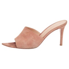 Gianvito Rossi Dusty Pink Suede Alisia Slide Sandals Size 38.5