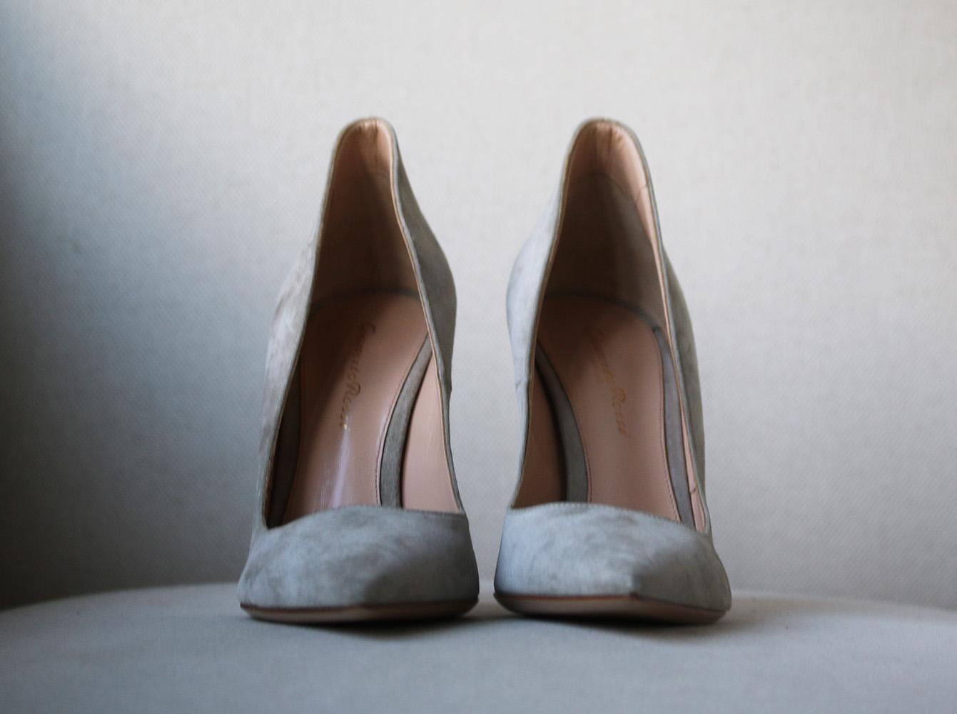 Gianvito Rossi has designed countless beautiful shoes over the years, but he says these 'Ellipsis' pumps are one of his favorites for their simplicity. Defined by an ultra pointy toe and slender stiletto heel, they're made from textured light grey