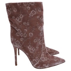 Gianvito Rossi: Bestickte Stiefeletten aus rosa Samt