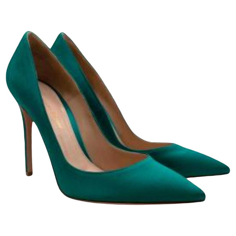 Gianvito Rossi Emerald Green Satin Pumps For Sale at 1stDibs