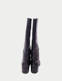 Gianvito Rossi Black Leather Knee-High Riding Boots - EU 38.5